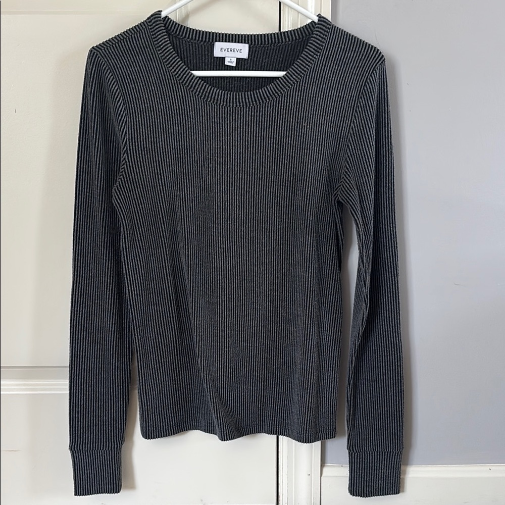 Evereve Charcoal Ribbed Knit Top